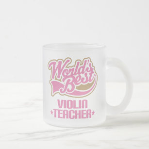 Cute Violin Teacher Frosted Glass Coffee Mug