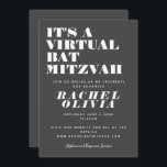 Cute Virtual Online Black and White Bat Mitzvah Invitation<br><div class="desc">Cute Virtual Online Black and White Bat Mitzvah Invitation</div>