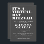 Cute Virtual Online Black and White Bat Mitzvah Invitation<br><div class="desc">Cute Virtual Online Black and White Bat Mitzvah Invitation</div>