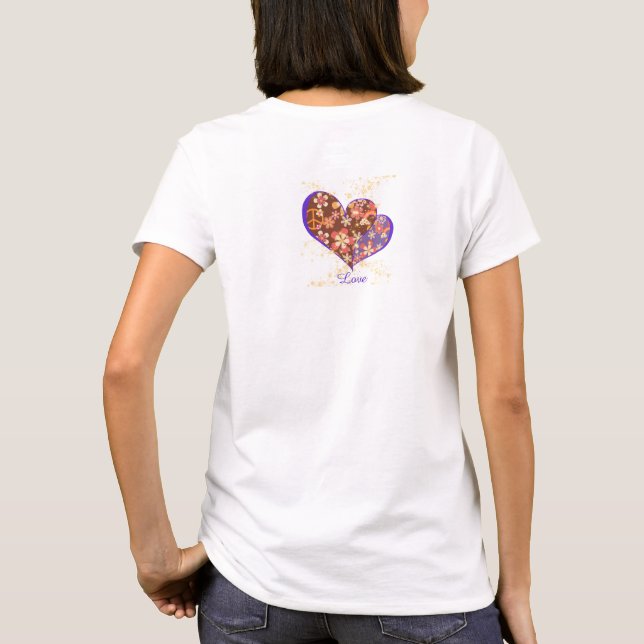 Cute vivid floral retro heart ♡ T-Shirt (Back)
