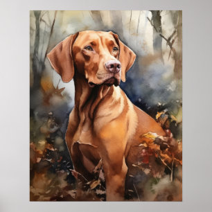 Cute Vizsla Dog Art Print Poster