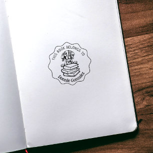  Cute Vizsla Dog Book Rubber Stamp