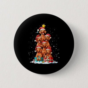 Cute Vizsla Viszla Dog Christmas Tree Xmas Hat  6 Cm Round Badge