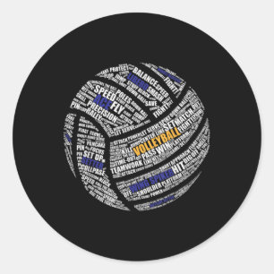 Cute Volleyball Design For Men Women Volleyball Pl Classic Round Sticker