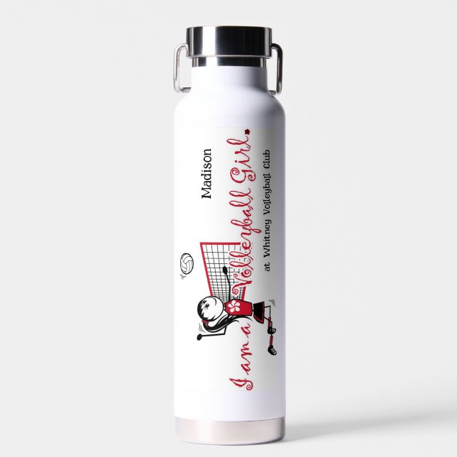 Cute Volleyball Girl Water Bottle (Front)