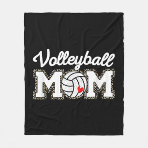 Cute Volleyball Mom Leopard Print Mothers Day Fun Fleece Blanket