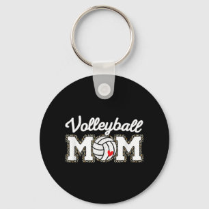 Cute Volleyball Mum Leopard Print Mothers Day Fun Key Ring