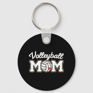 Cute Volleyball Mum Leopard Print Mothers Day Key Ring