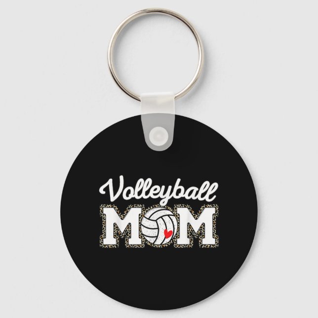 Cute Volleyball Mum Leopard Print Mothers Day  Key Ring (Front)
