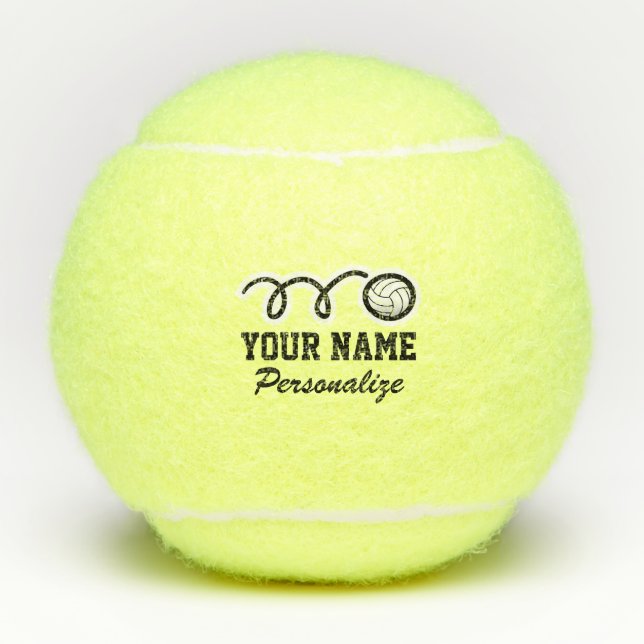 Cute volleyball sport icon custom name yellow tennis balls (Front)