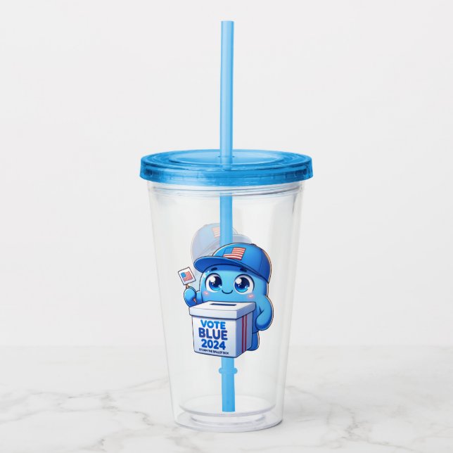 Cute Vote Blue 2024 Presidential Custom 16oz Blue Acrylic Tumbler (Front)