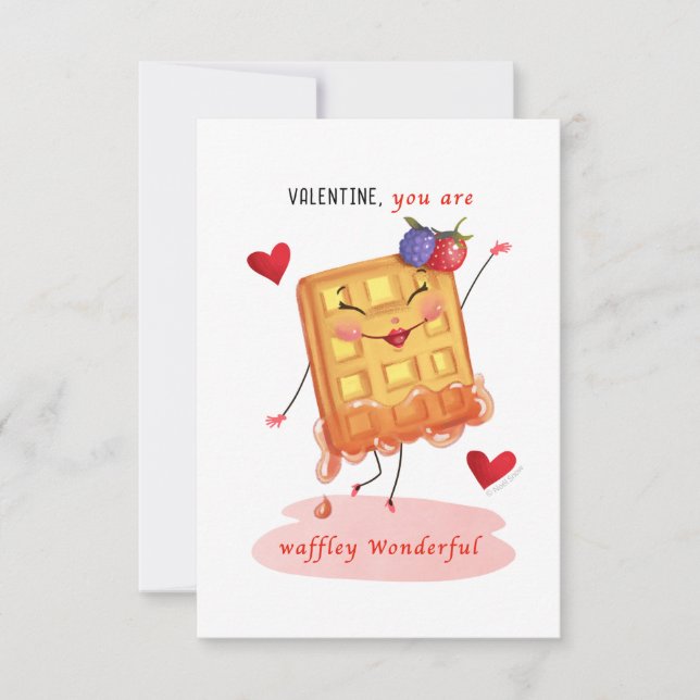 Cute Waffle Character Small Traditional Valentine  Invitation (Front)