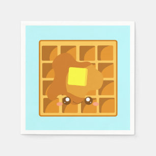 Cute Waffle With Butter And Syrup Napkin
