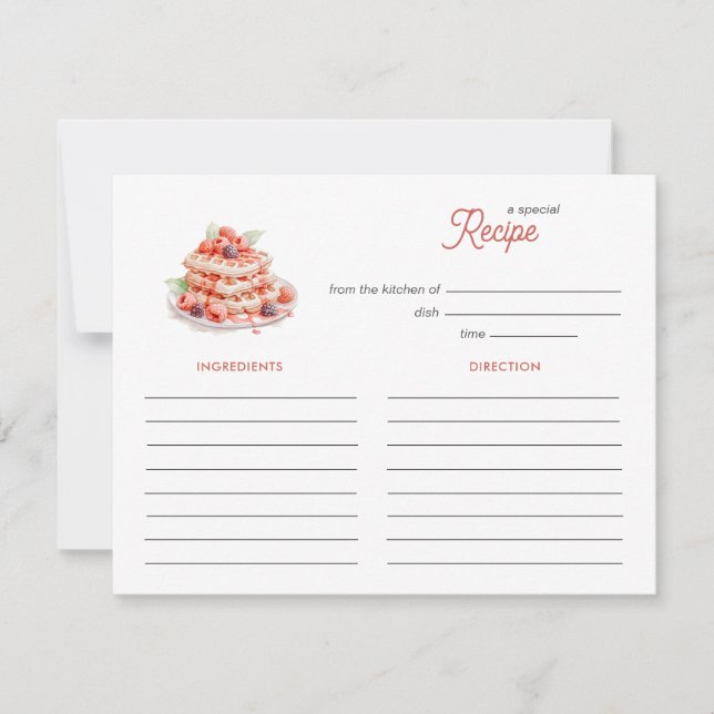 Cute Waffles Bridal Shower brunch Recipe card (Front)