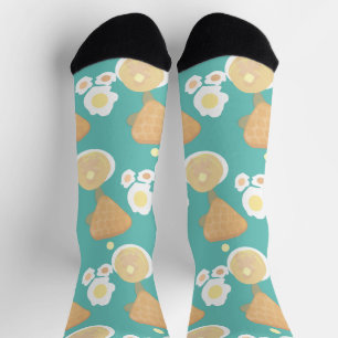 Cute Waffles Pancake Eggs Breakfast Buffet Party Socks
