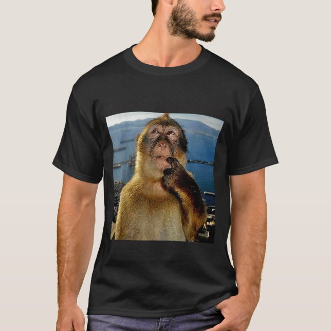 Cute Wait Goated Thinking Monkey Meme T-Shirt (Front)