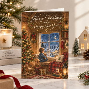 Cute Waiting for Santa Cozy Christmas Card
