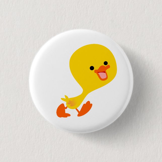 Cute Walking Cartoon Duckling Button Badge (Front)