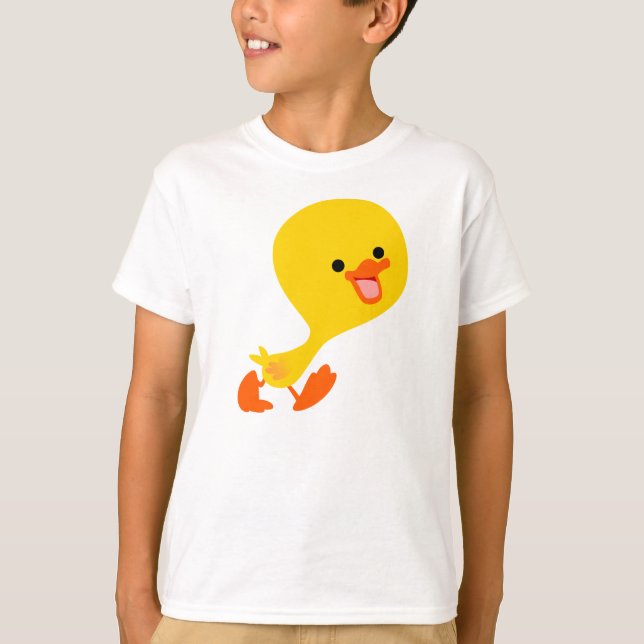 Cute Walking Cartoon Duckling Children T-Shirt (Front)