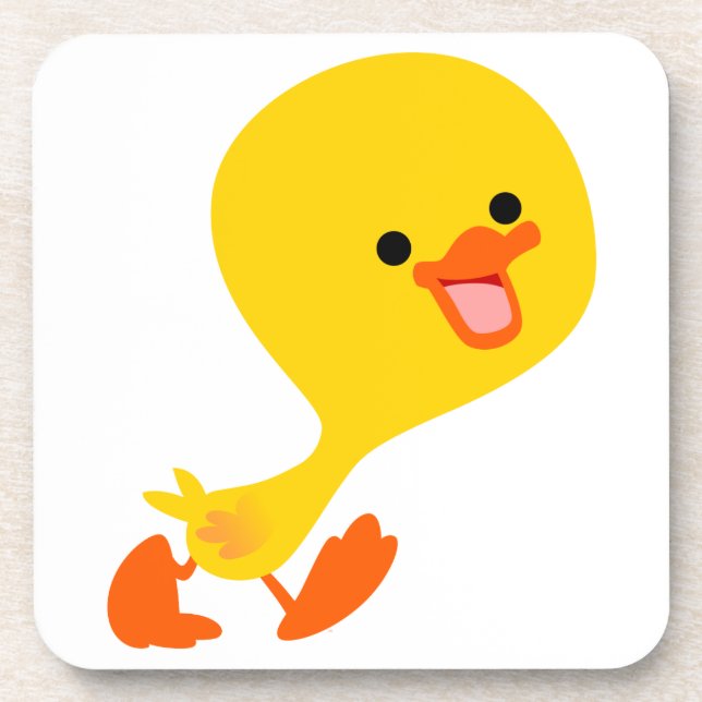 Cute Walking Cartoon Duckling Coasters Set (Front)