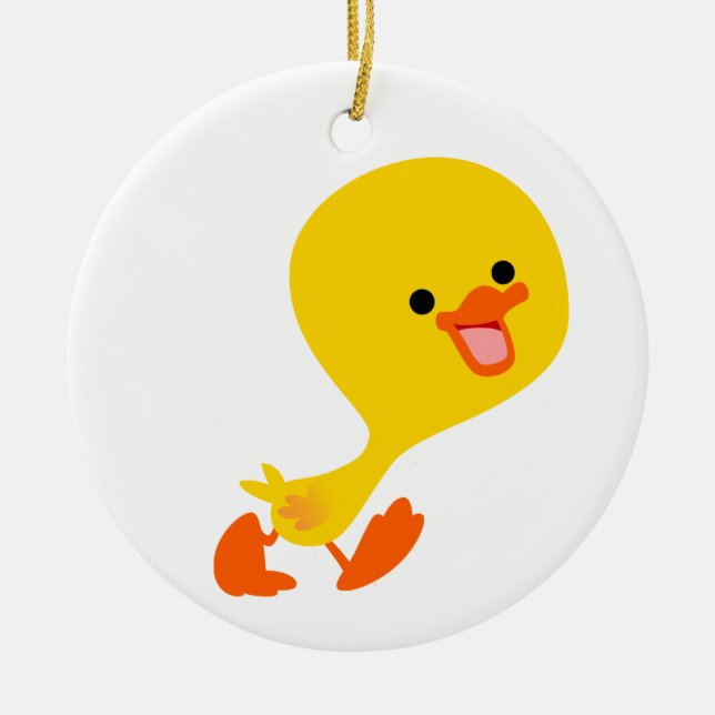 Cute Walking Cartoon Duckling Ornament (Front)