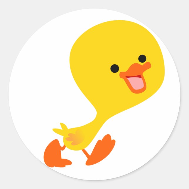 Cute Walking Cartoon Duckling Sticker (Front)