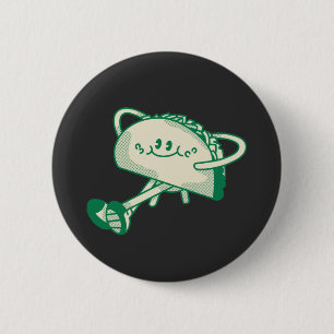 Cute Walking Green Taco Mascot Character 6 Cm Round Badge