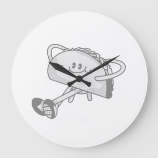 Cute Walking Green Taco Mascot Character Large Clock