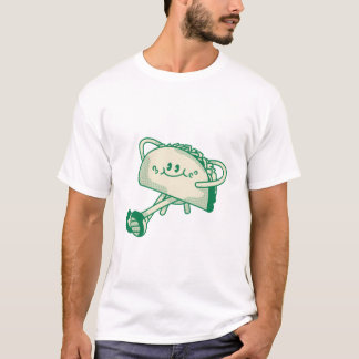 Cute Walking Green Taco Mascot Character T-Shirt