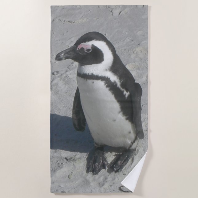 Cute Walking Penguin Beach Towel (Front)