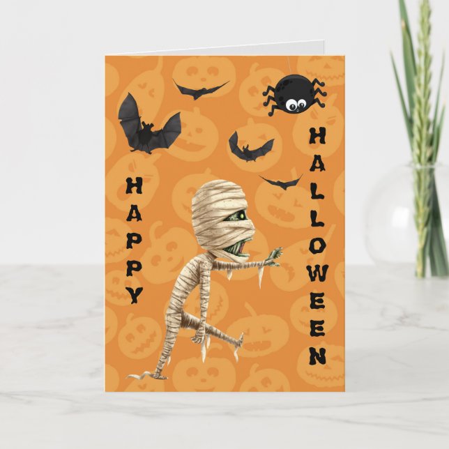 Cute Walking Zombie Kids Halloween Card (Front)