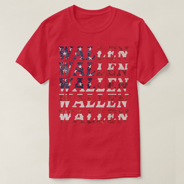 Cute Wallen American Flag Red White Blue Merch Out T-Shirt (Design Front)
