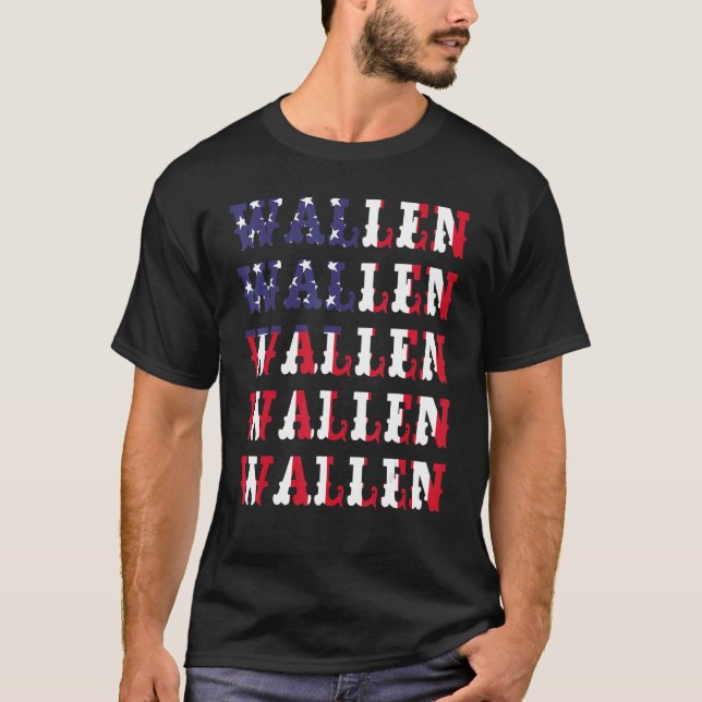 Cute Wallen American Flag Red White Blue Merch Out T-Shirt (Front)