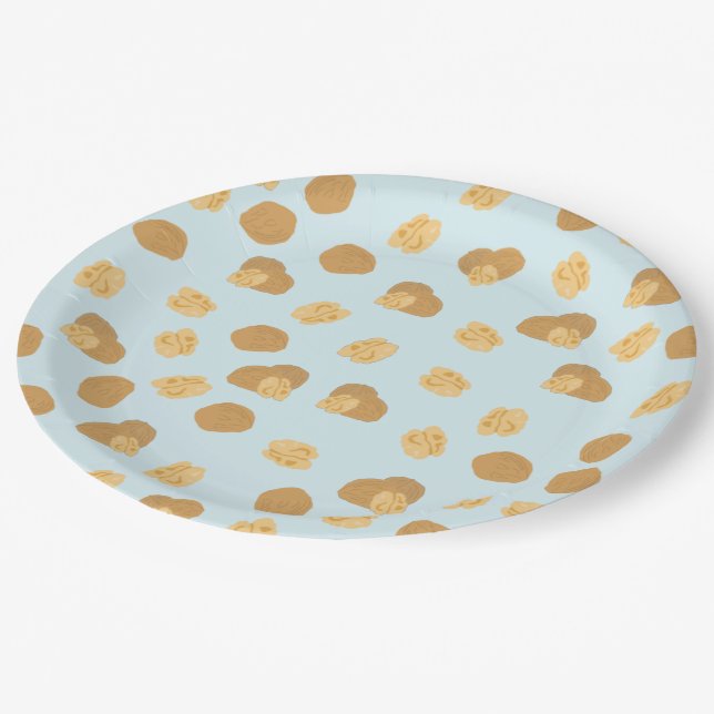 Cute Walnuts Nut Pattern Paper Plate (Angled)