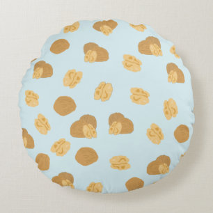 Cute Walnuts Nut Pattern Round Cushion