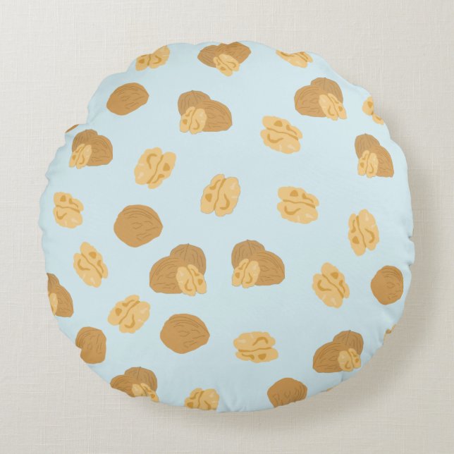 Cute Walnuts Nut Pattern Round Cushion (Front)