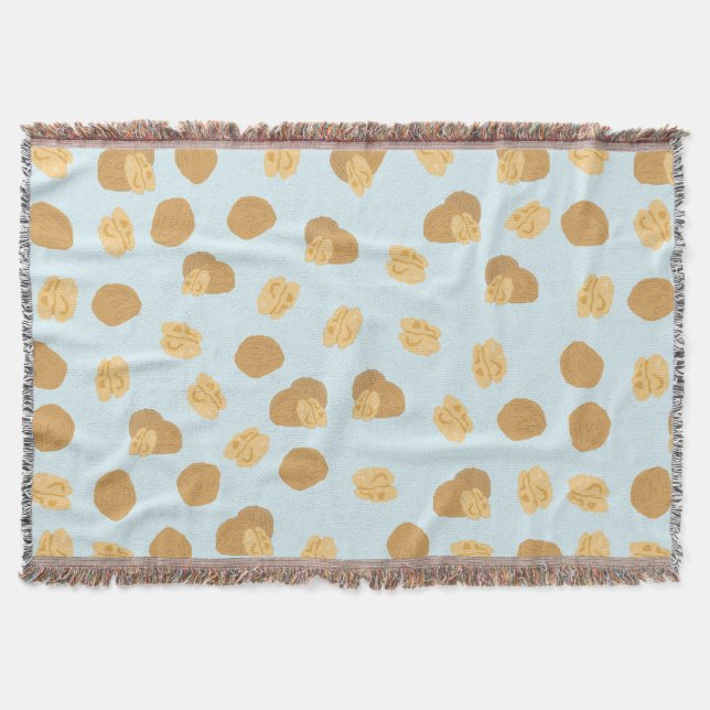 Cute Walnuts Nut Pattern Throw Blanket (Front)