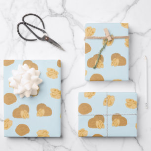 Cute Walnuts Nut Pattern Wrapping Paper Sheet
