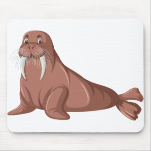 Cute walrus cartoon character mouse mat