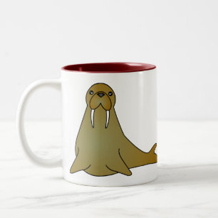 Cute Walrus Cartoon Two-Tone Coffee Mug