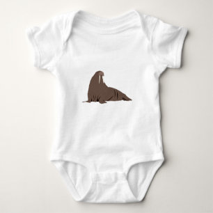 Cute Walrus Illustration Baby Bodysuit