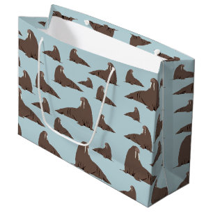 Cute Walrus Pattern Large Gift Bag