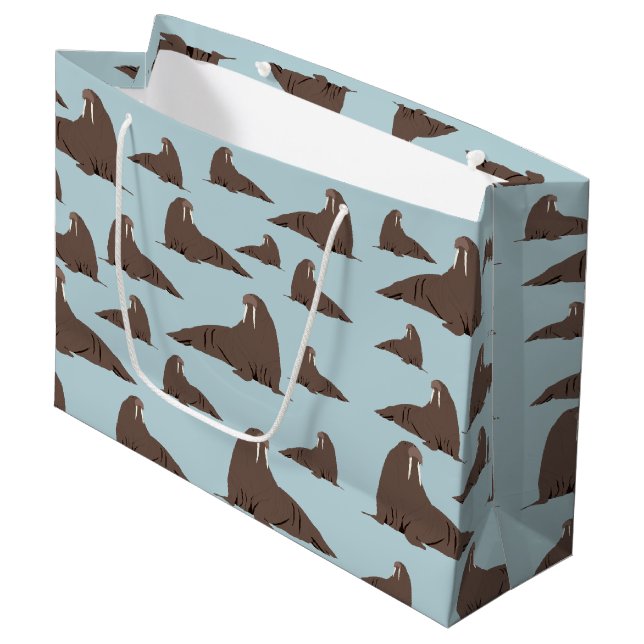 Cute Walrus Pattern  Large Gift Bag (Front Angled)