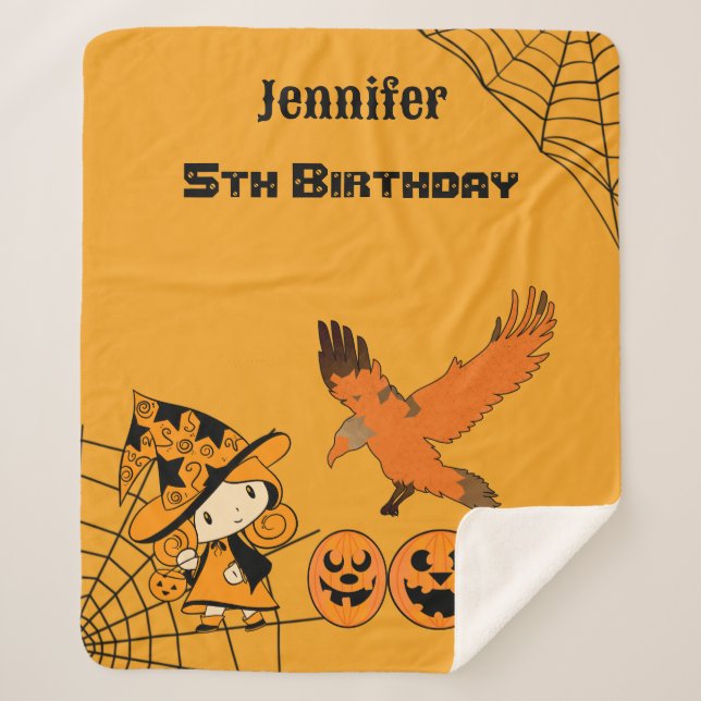 Cute Wandering Little Witch Jack Cobwebs Birthday Sherpa Blanket (Front)