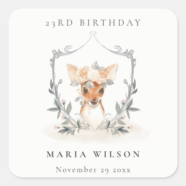 Cute Warm Cosy Autumn Essential Any Age Birthday Square Sticker (Front)
