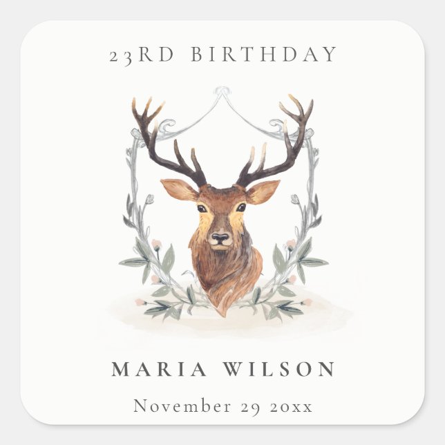 Cute Warm Cosy Autumn Essential Any Age Birthday Square Sticker (Front)