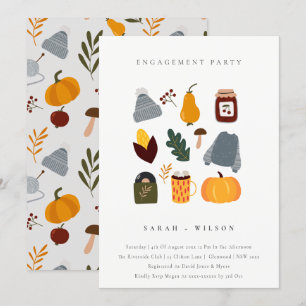 Cute Warm Cosy Autumn Essential Engagement Invite