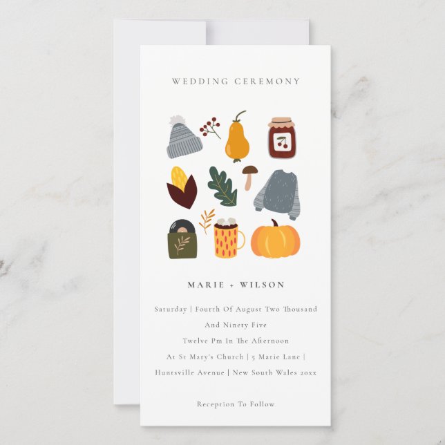 Cute Warm Cosy Autumn Essential Wedding Invite (Front)