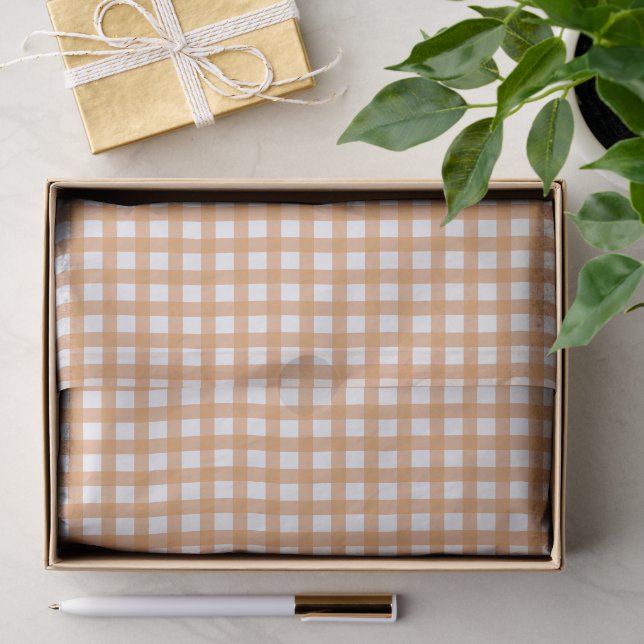 Cute Warm Orange Gingham Pattern Tissue Paper (Gift)