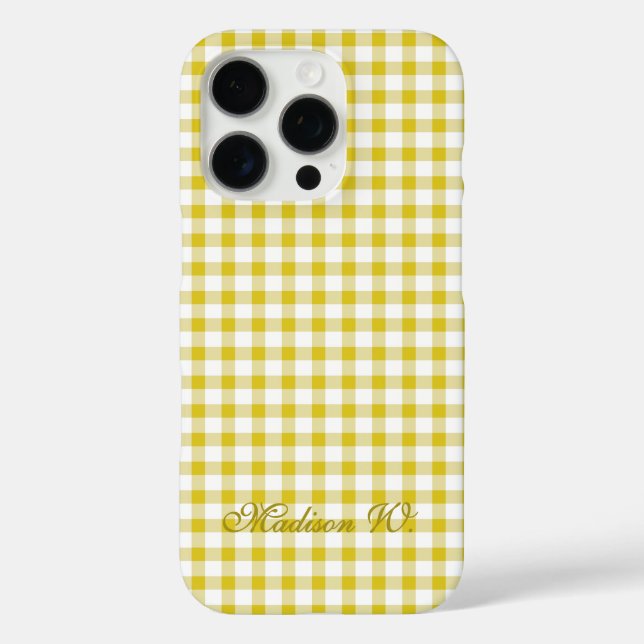 Cute Warm Yellow Gingham Pattern Case-Mate iPhone Case (Back)